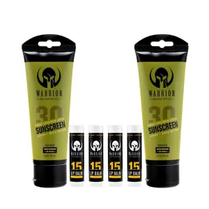 from USA Purified Beeswax - SPF 15 Lip Sunscreen Used by Military - 4 Pack 0.15 OZ Tube punch WARRIOR - WIN YOUR BATTLES - Sunscreen SPF 30 Lotion - Water & Sweat Resistant - 2 Pack 3 Oz | Chapstick Made 