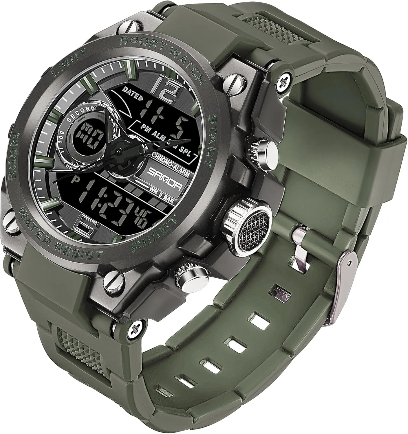 Function Tactics LED Alarm Stopwatch FORSINING Watch for Men, Waterproof Military Digital Analog Watches, Sports antique cole Outdoor Wrist Watch Date Multi 