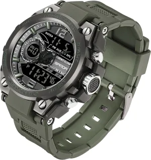 Function Tactics LED Alarm Stopwatch FORSINING Watch for Men, Waterproof Military Digital Analog Watches, Sports antique cole Outdoor Wrist Watch Date Multi 