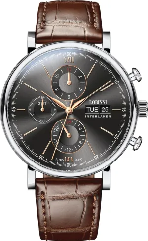 geometric evolution Men's Watch Perpetual Calendar Automatic Mechanical,Sapphire Crystal,Leather Strap,Business Watches for Man,Dress Luxury Gift for Men LOBINNI 