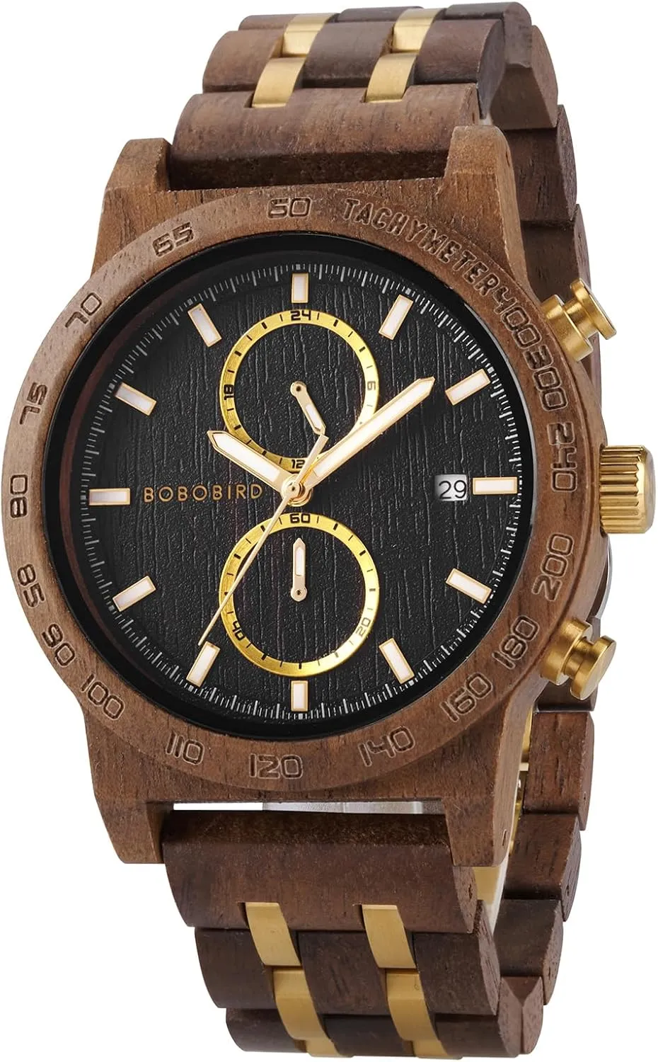 Gift Box 2win Wooden Watch for Men Luxury Chronograph Lightweight Watch geologic with Date Display Wood Watches with 