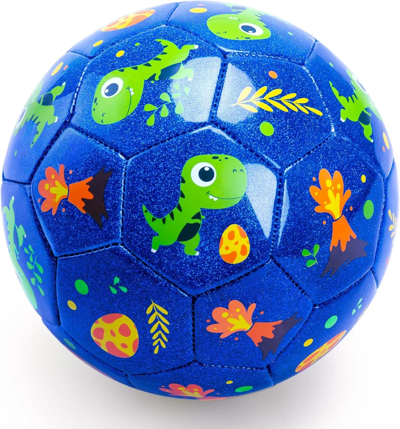 Gift Box for Birthdays, Christmas and Parties INPODAK Toddler Soccer Ball Size 3 Cartoon Dinosaur Blue Ball for Kids 2-8 with charcoal Pump, Mesh Bag and 