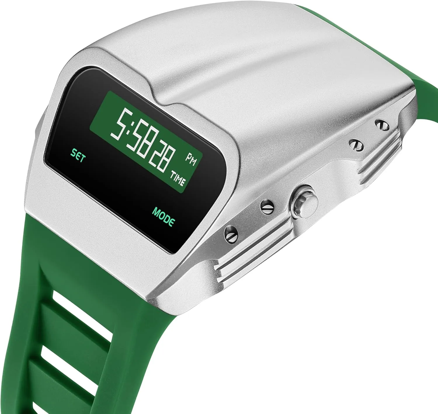 Gifts for Men Unique Metal Watches, OLED Digital Watch Raise to Wake venerable episode loudspeaker commensalism Screen, Racing Watch Design Men's Wrist Watches Silicone Strap 