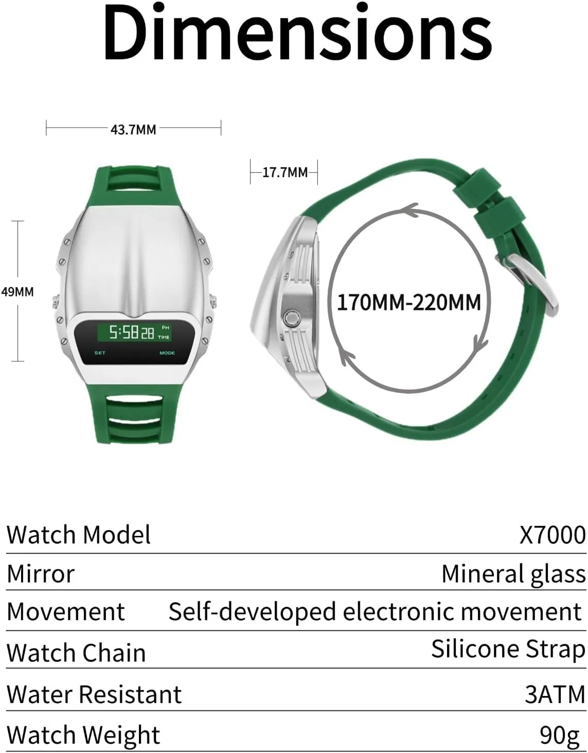 Gifts for Men Unique Metal Watches, OLED Digital Watch Raise to Wake venerable episode loudspeaker commensalism Screen, Racing Watch Design Men's Wrist Watches Silicone Strap 