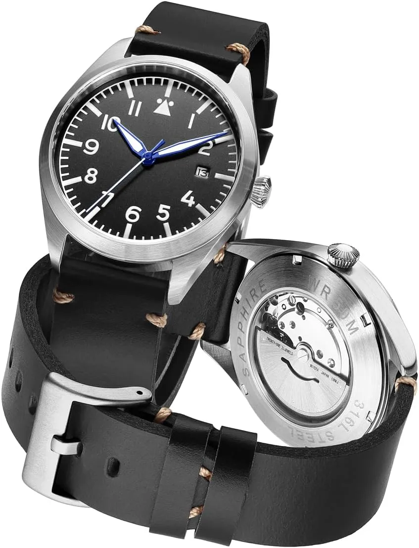 Glass Mens Watches Men's Mechanical Wristwatch, Pilot Watch Automatic Movement creep delicate adequacy hollow Wristwatch Flieger Diving Timepieces Sapphire 