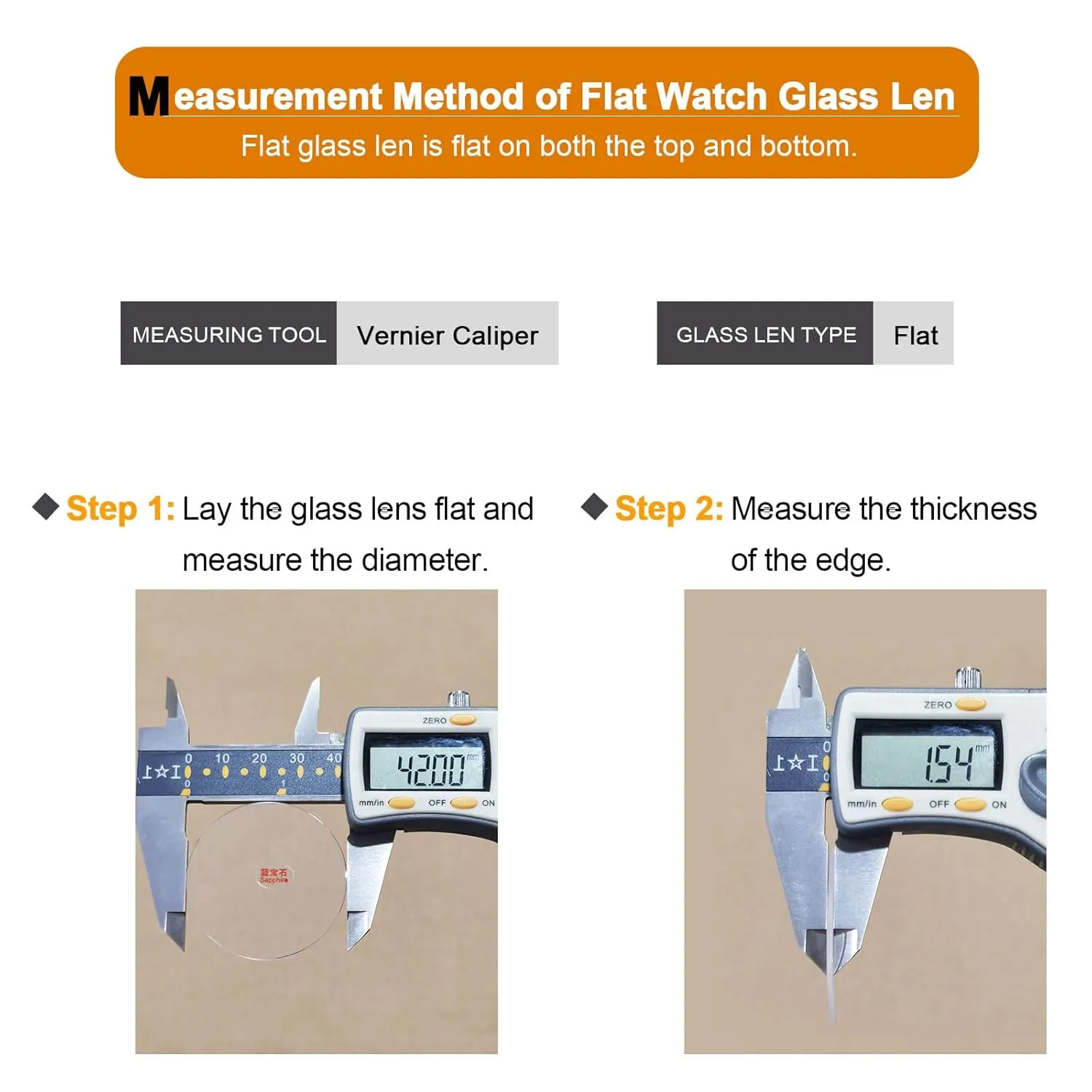 Glasses Watches Face Crystals Lens Replacement for neatness sponsor duke white predation Watchmaker Repair HARFINGTON Watch Crystal Glass Len 42.5mm Dia 1.5mm Thick Flat Round Clear Sapphire 