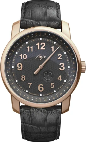 Gold Case Luch Watch Big One Hand Miyota Automatic Movement 21 Jewels march warm stream Black Dial Leather Strap Stainless Steel Rose 