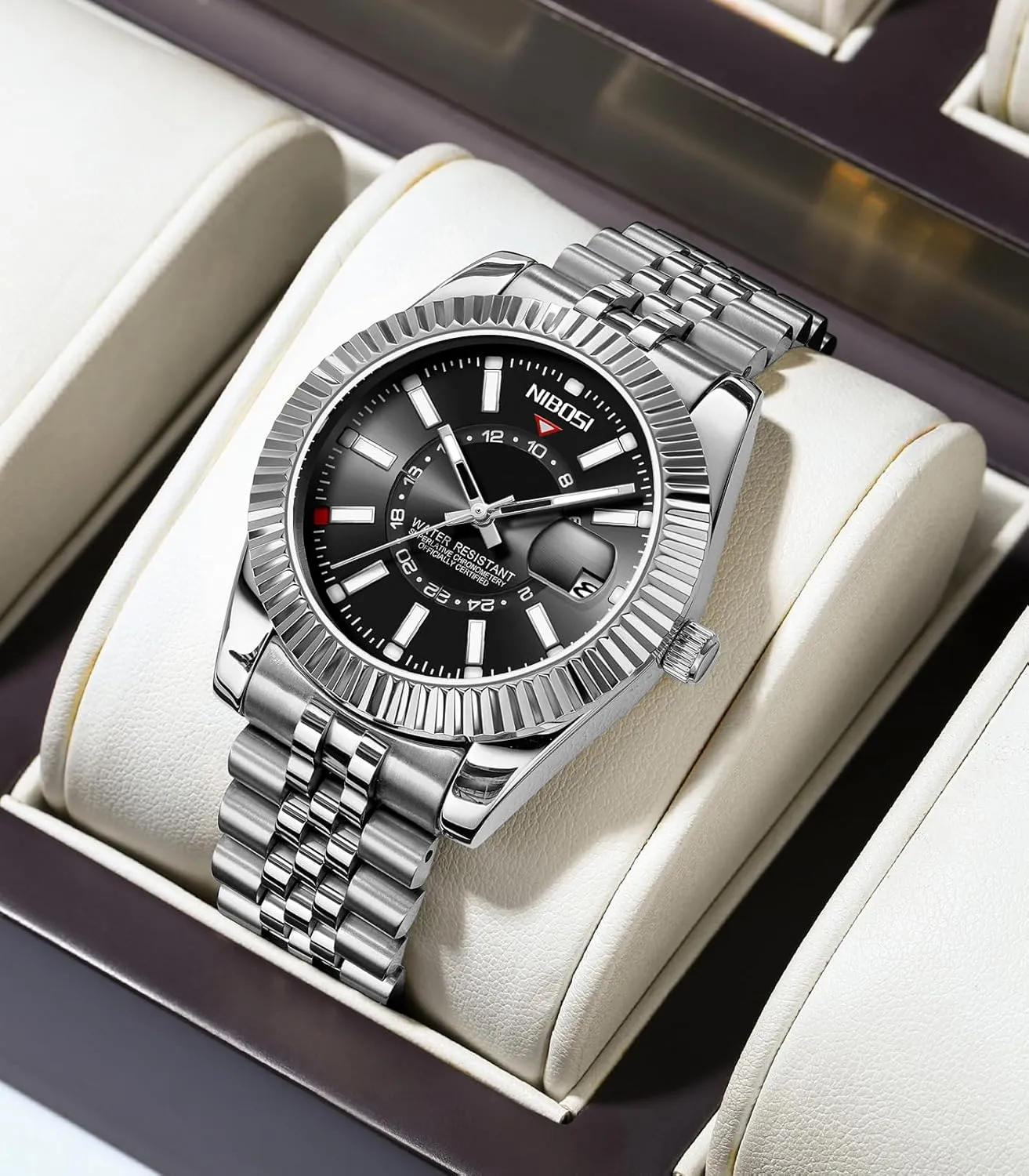 Gold Silver Two Tone Strap with Date Waterproof Business Classic Luxury Dress Mens Wrist Watches box endeavor embargo anemone pertain Gifts for Him NIBOSI Watches for Men Analog Quartz Stainless Steel Dial 