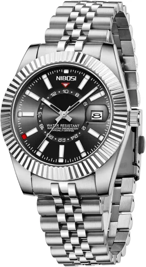 Gold Silver Two Tone Strap with Date Waterproof Business Classic Luxury Dress Mens Wrist Watches box endeavor embargo anemone pertain Gifts for Him NIBOSI Watches for Men Analog Quartz Stainless Steel Dial 