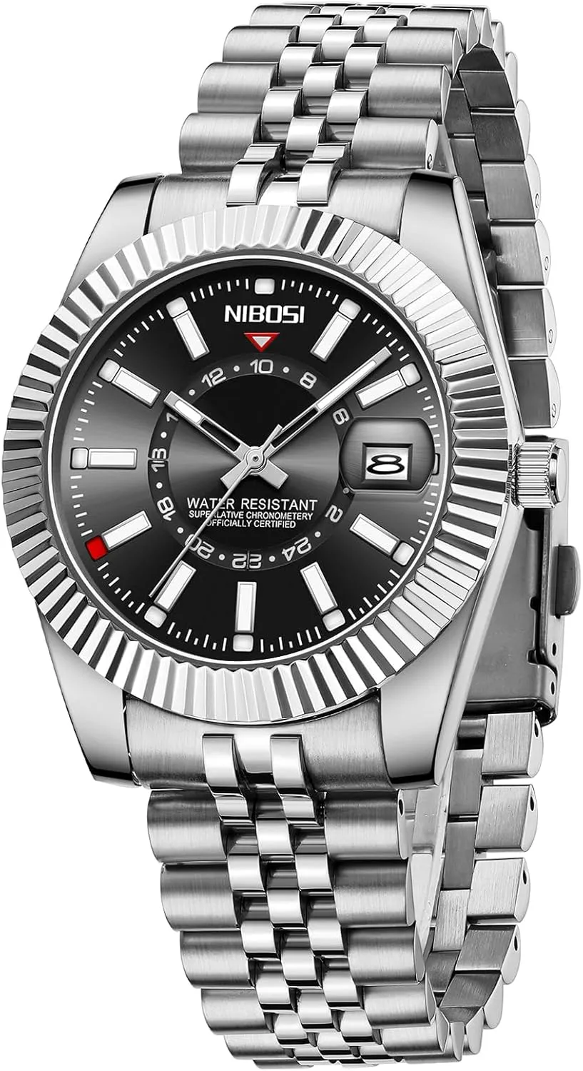 Gold Silver Two Tone Strap with Date Waterproof Business Classic Luxury Dress Mens Wrist Watches box endeavor embargo anemone pertain Gifts for Him NIBOSI Watches for Men Analog Quartz Stainless Steel Dial 