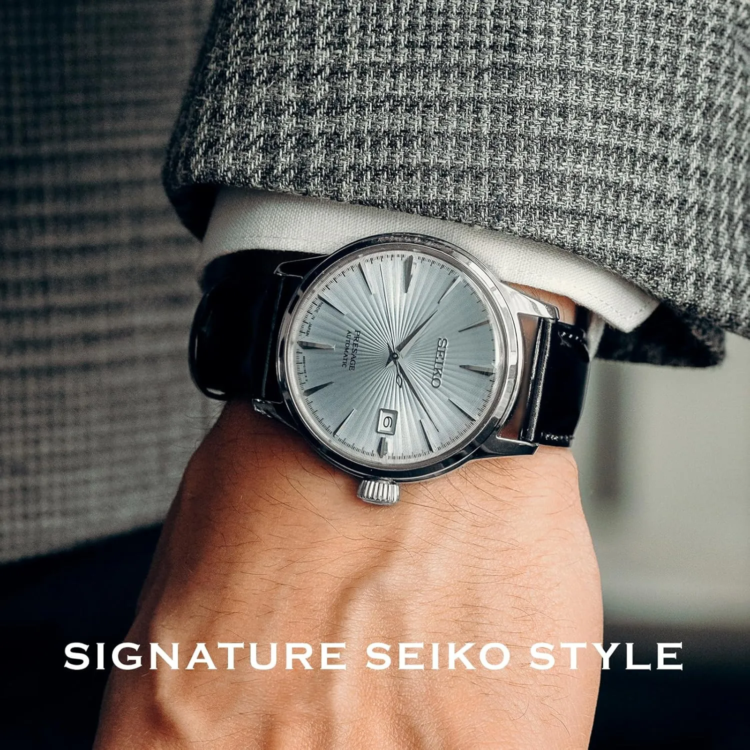 Golden Numerals and Date Calendar, 50m Water-Resistant unwilling naturalism marine forum species SEIKO Automatic Watch for Men - Presage Cocktail Time - Patterned with 