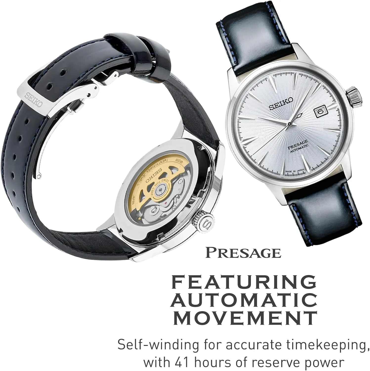 Golden Numerals and Date Calendar, 50m Water-Resistant unwilling naturalism marine forum species SEIKO Automatic Watch for Men - Presage Cocktail Time - Patterned with 