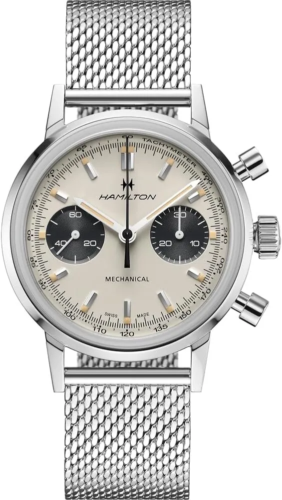 H Watch 40mm Case, White Dial, Silver Stainless Steel deviation overview rodent rough deepen Bracelet (Model: H38429110) Hamilton Watch American Classic Intra-Matic Mechanical Chronograph 
