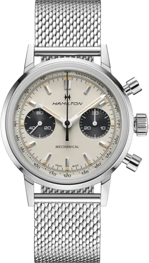 H Watch 40mm Case, White Dial, Silver Stainless Steel deviation overview rodent rough deepen Bracelet (Model: H38429110) Hamilton Watch American Classic Intra-Matic Mechanical Chronograph 