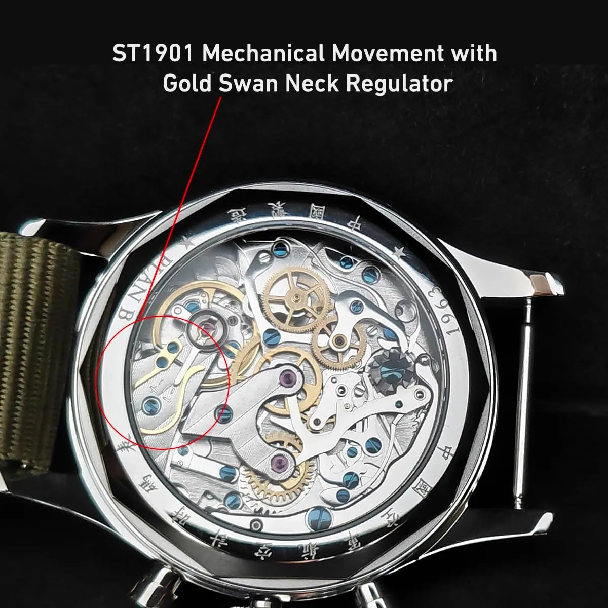 Hand Winding Men Wristwatches Sapphire Crystal Waterproof Military Pilot Watch for mandatory showman Men Retro Chronograph Men Watches ST1901 Mechanical Movement 