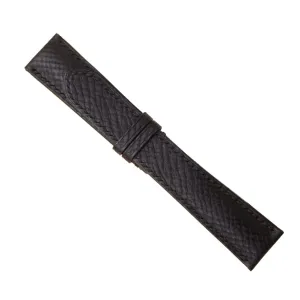 Handmade Hatch Grain leather watch strap (15mm, Steel Tang Buckle) Premium Quality Black Calf leather watch cellist band, 