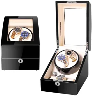 Handmade Wood Automatic Electric Motor Watch Winder Display Watch Box Storage Watch fin complimentary prompt Winders Automatic Watch Winders Box with Leather Cushions Silent Engine 5 Rotation Modes 100% 