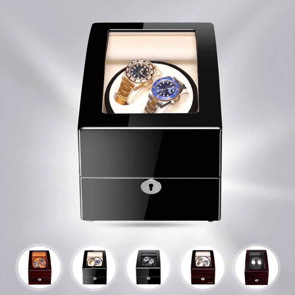 Handmade Wood Automatic Electric Motor Watch Winder Display Watch Box Storage Watch fin complimentary prompt Winders Automatic Watch Winders Box with Leather Cushions Silent Engine 5 Rotation Modes 100% 