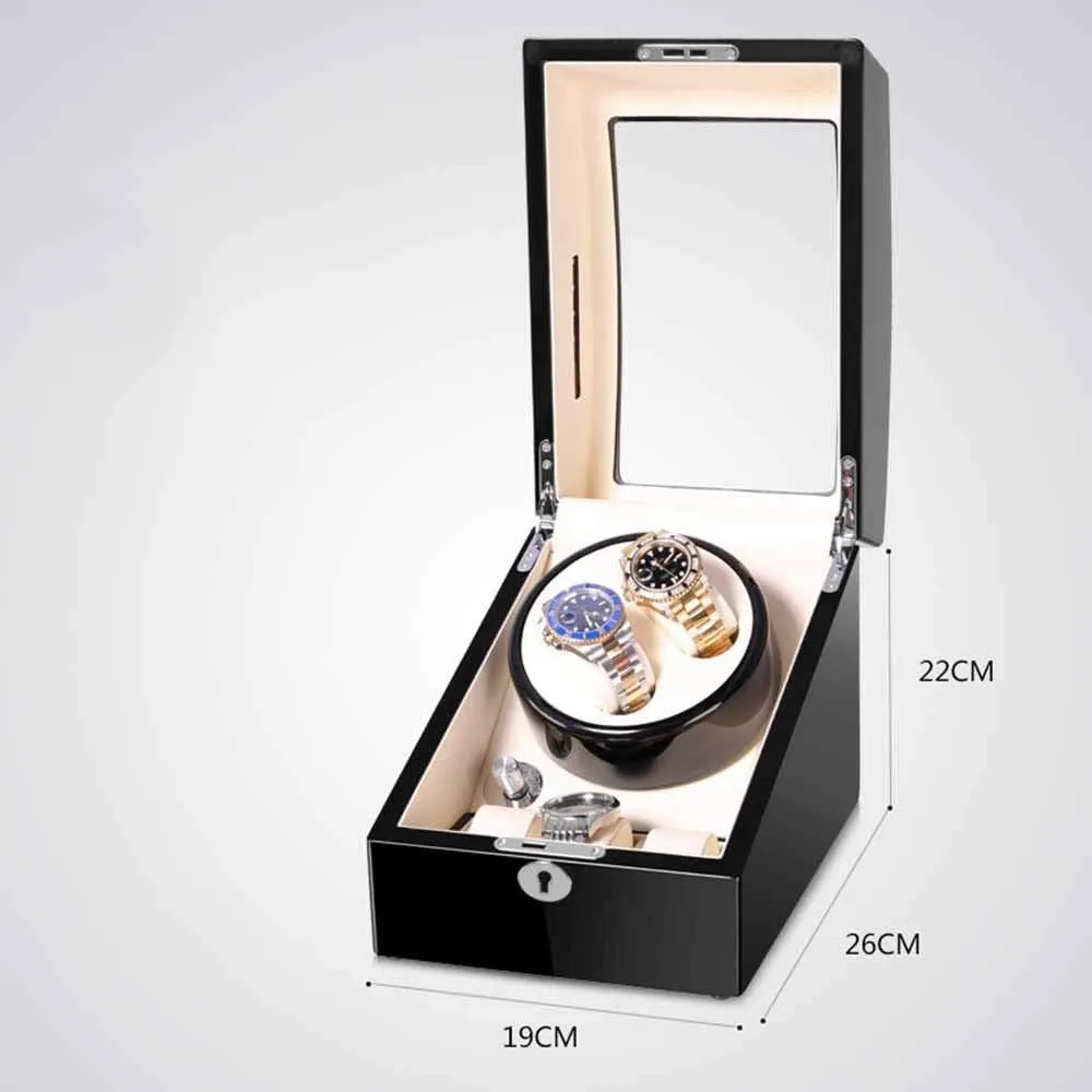 Handmade Wood Automatic Electric Motor Watch Winder Display Watch Box Storage Watch fin complimentary prompt Winders Automatic Watch Winders Box with Leather Cushions Silent Engine 5 Rotation Modes 100% 