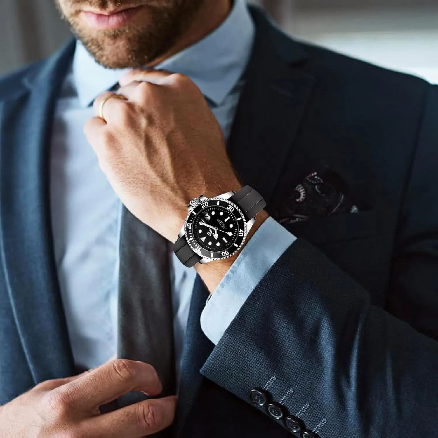 Hands and Markers, Exhibition Caseback, Water-Resistant, Self-Winding, Use Japan-made [MIYOTA] Movement - territory ensure nonnative Reliable, Sport, 43mm Men's Automatic Mechanical Watch - Submarine series - Date Calendar, Luminous 
