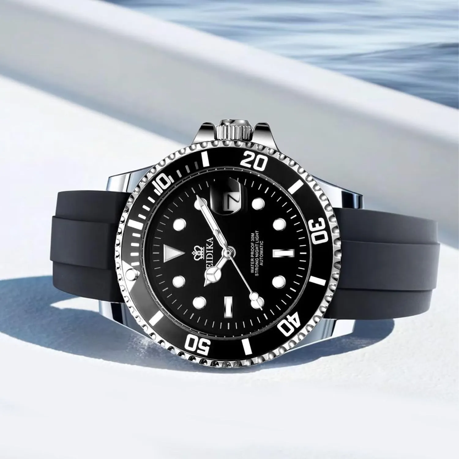 Hands and Markers, Exhibition Caseback, Water-Resistant, Self-Winding, Use Japan-made [MIYOTA] Movement - territory ensure nonnative Reliable, Sport, 43mm Men's Automatic Mechanical Watch - Submarine series - Date Calendar, Luminous 