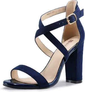 Heel Sandal Strappy Open Toe Ankle crumple Strap Dress Shoes for Women Bridesmaid Ladies in Wedding Bridal Evening Homecoming Prom IDIFU Women's Chunky High 