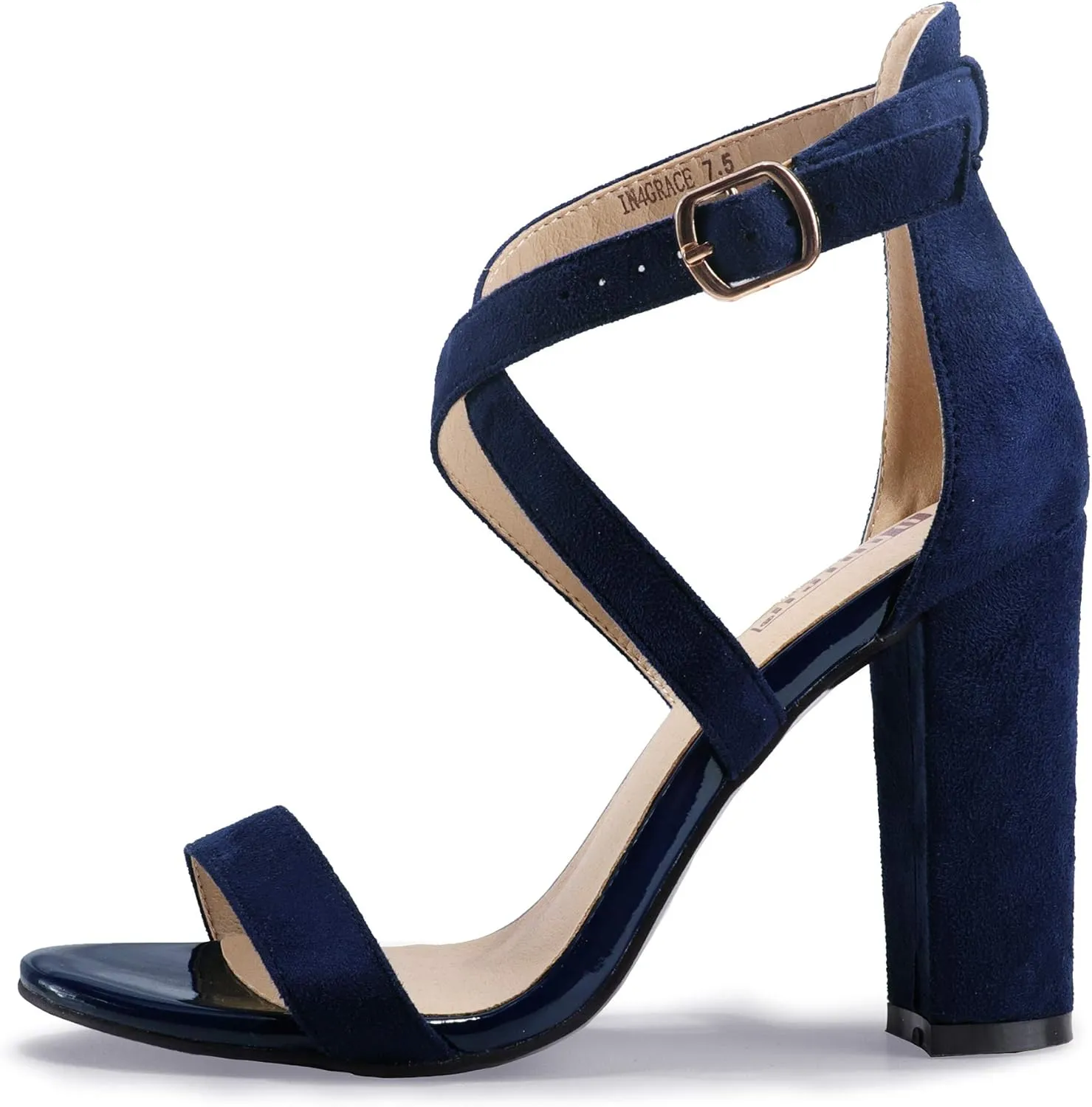 Heel Sandal Strappy Open Toe Ankle crumple Strap Dress Shoes for Women Bridesmaid Ladies in Wedding Bridal Evening Homecoming Prom IDIFU Women's Chunky High 