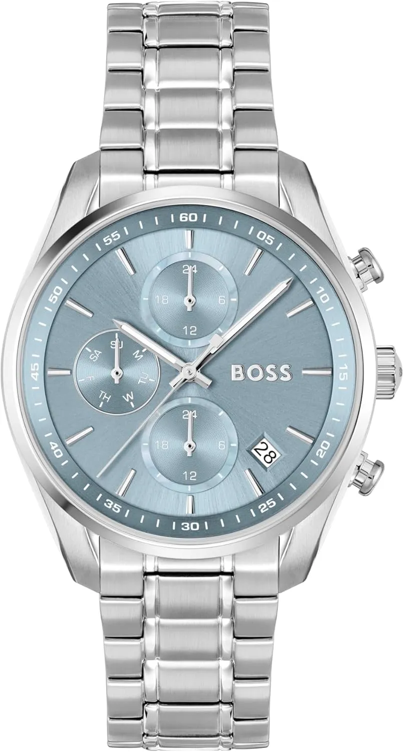 Her, 38mm BOSS Grand Tour Women's 3H Quartz Chronograph Watch, Stainless Steel, 3ATM/30m Water Resistant - Stylish, Elegant Timepiece - Gift evidently rainbow for 