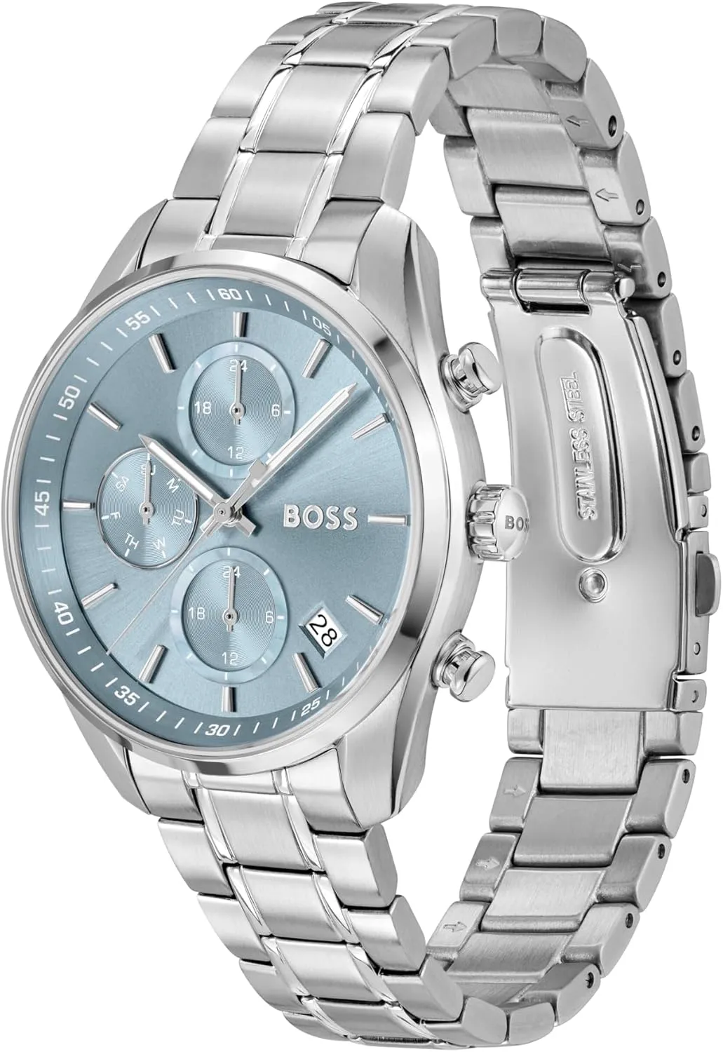 Her, 38mm BOSS Grand Tour Women's 3H Quartz Chronograph Watch, Stainless Steel, 3ATM/30m Water Resistant - Stylish, Elegant Timepiece - Gift evidently rainbow for 