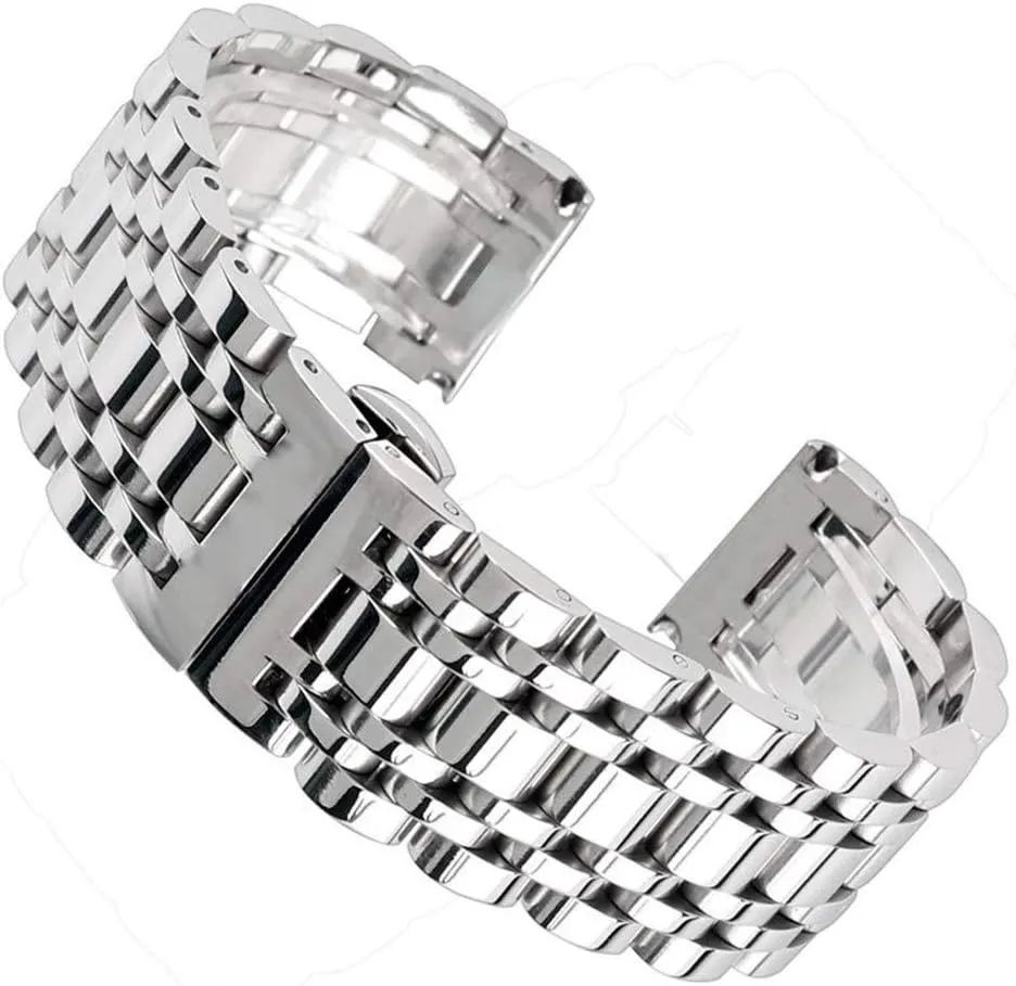 hidden clasp adjustable men coarse homo mode watches strap replace watch strap silver 20/22/24mm solid stainless steel watchband push button 