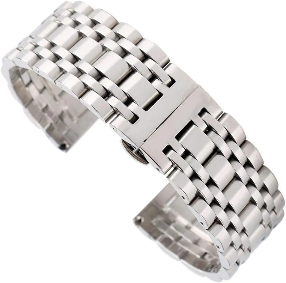 hidden clasp adjustable men coarse homo mode watches strap replace watch strap silver 20/22/24mm solid stainless steel watchband push button 