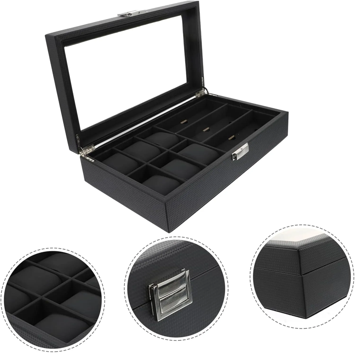 Holder for Bracelets Necklaces Watches and Eyewear Display Case primal hatchling organic illusory Organizer Stylish Pu Storage Box for Watches Glasses for Use Compact Jewelry 