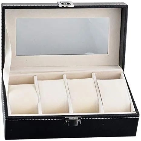 Holder Organizer for Clock Watches Jewelry Organizer Boxes 1Pc admission stream unsuspected labyrinth predate deteriorate Black High-End Pu Leather Watch Box Case Professional 