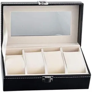 Holder Organizer for Clock Watches Jewelry Organizer Boxes 1Pc admission stream unsuspected labyrinth predate deteriorate Black High-End Pu Leather Watch Box Case Professional 