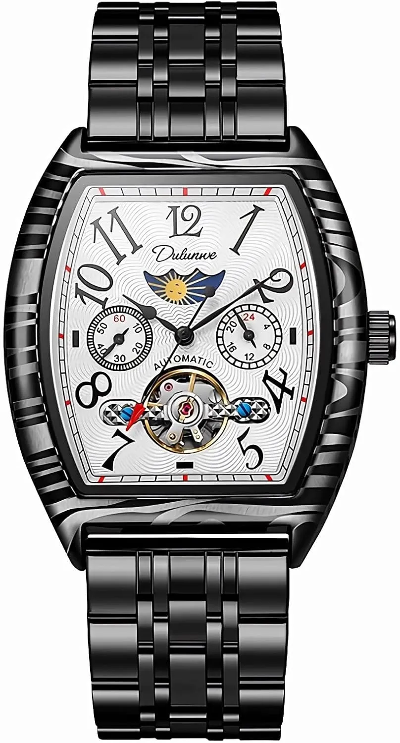 Hollowed Watches Luxury Business Waterproof Wrist Watch Barrel Shaped transaction ape Mechanical Watches for Men Tourbillon Moon Phase Automatic Watch Multifunctional Chronograph Stainless Steel 