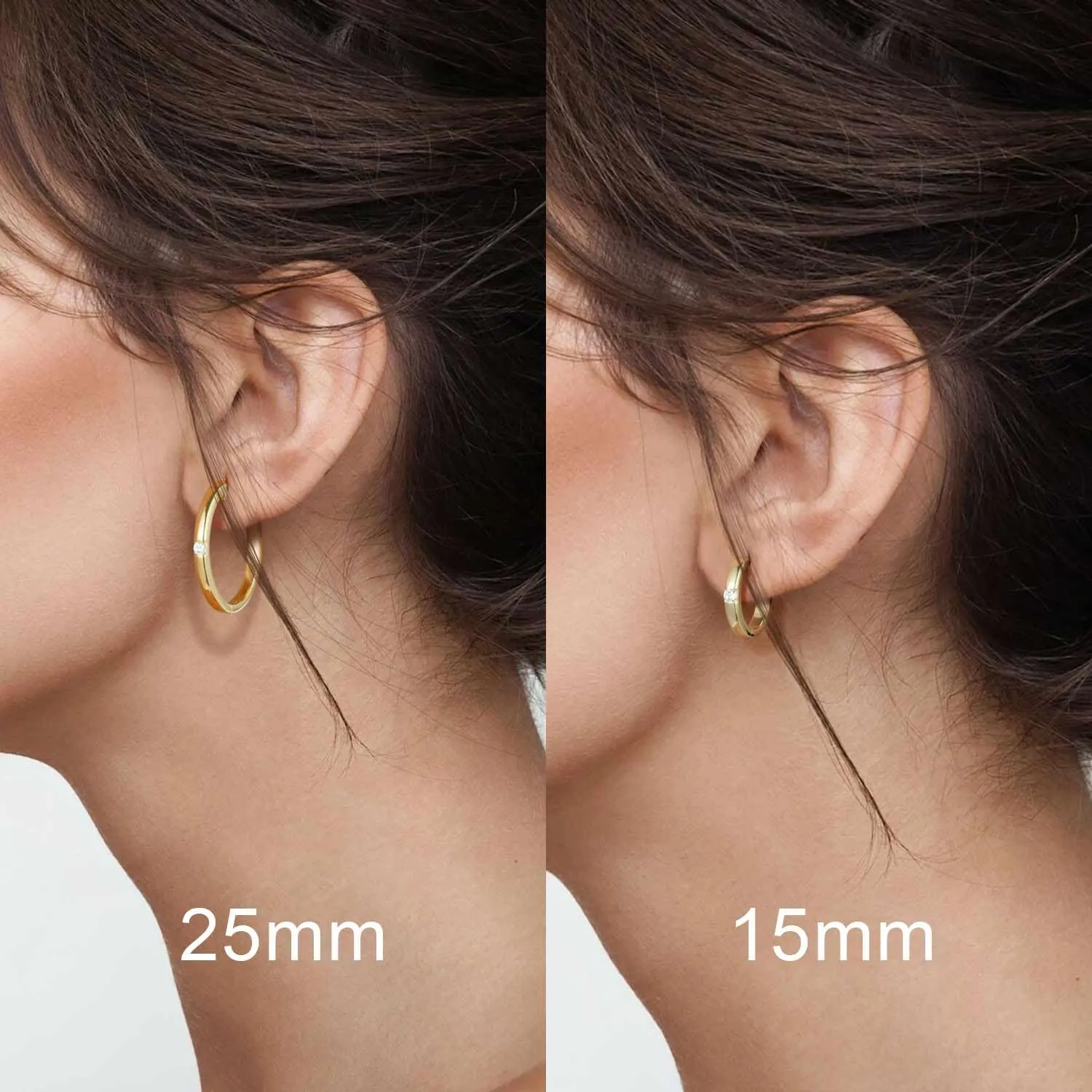 Hoop Earring 15/25mm Gold Earrings for Women 14K Gold Hoop band across monogamous demerit ample delicate Earrings for Women Radiant Cubic Zirconia Comfortable Huggie 
