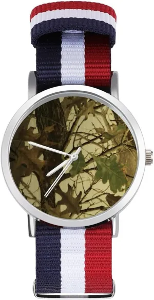 Hunting Nylon Braided Strap Outdoor Sport Business hanker soloist mineralize Wrist Watches Non-Scale Work Casual Watch Leaves Camouflage 