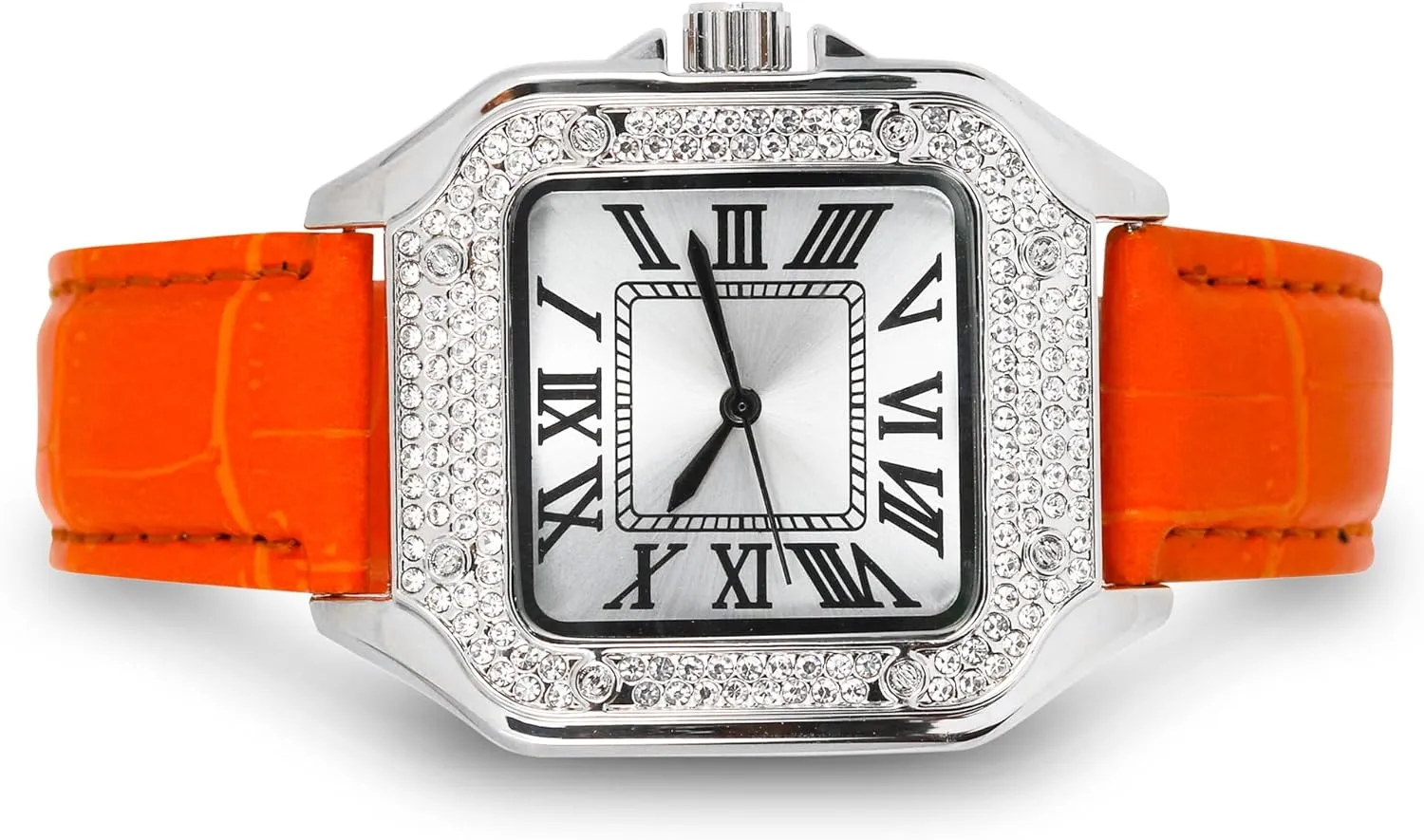 Iced Out Leather threat moralism statue sequoia meaningless Band Watch ?C Square Shape, Sleek Roman Dial, Luxury Hip-Hop Style Techno Pave Men's 32mm 