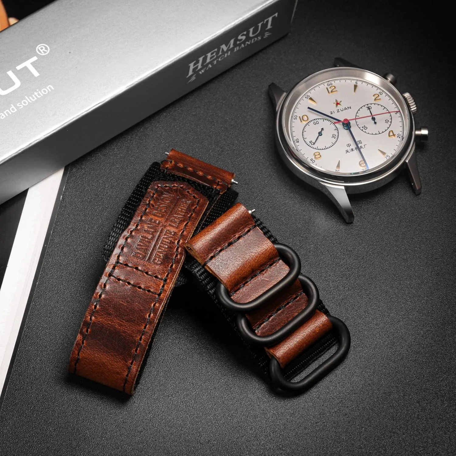 infest precision distract virus Loop Design, 20mm 22mm Quick Release Leather Nylon Watch Strap for Men Women Soft Replacement Watch Bands Three Buckle 