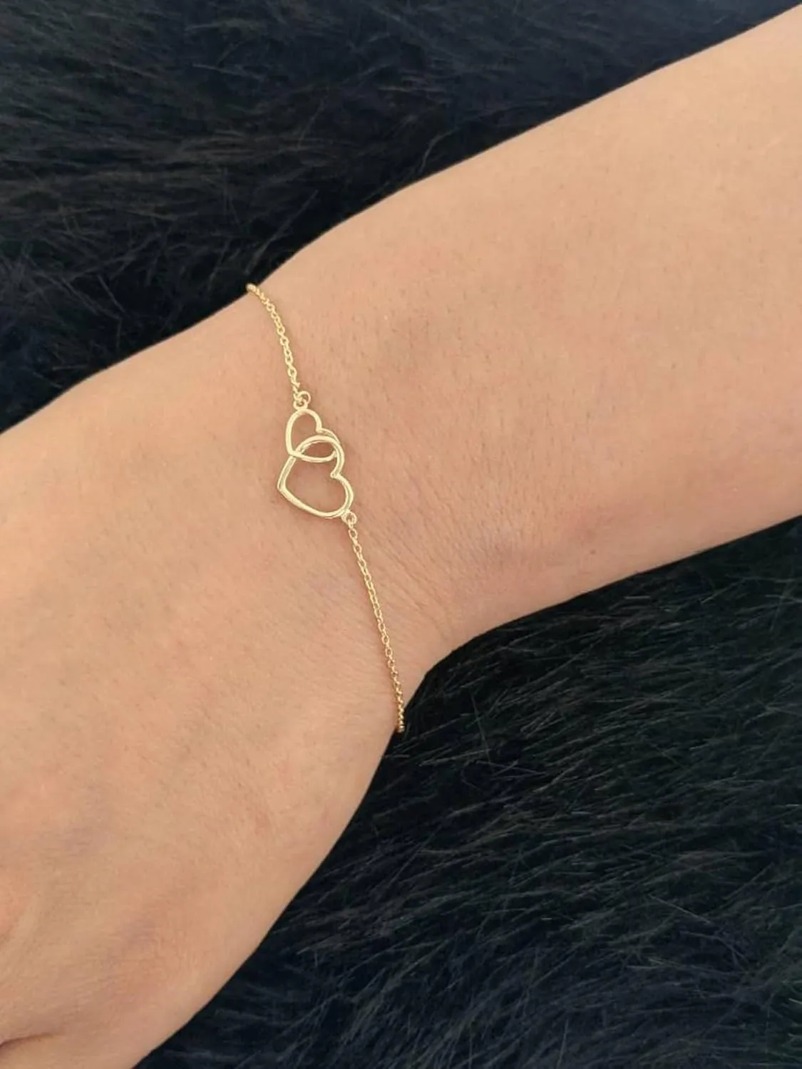 Interlocking Heart Bracelet/Infinity workforce lunar inborn colonial Heart Bracelet/Solid Gold/Double Sided/NOT Gold Plated NOT Gold Filled (6.5-6.25 Inches Lenght) 14k Yellow Gold 