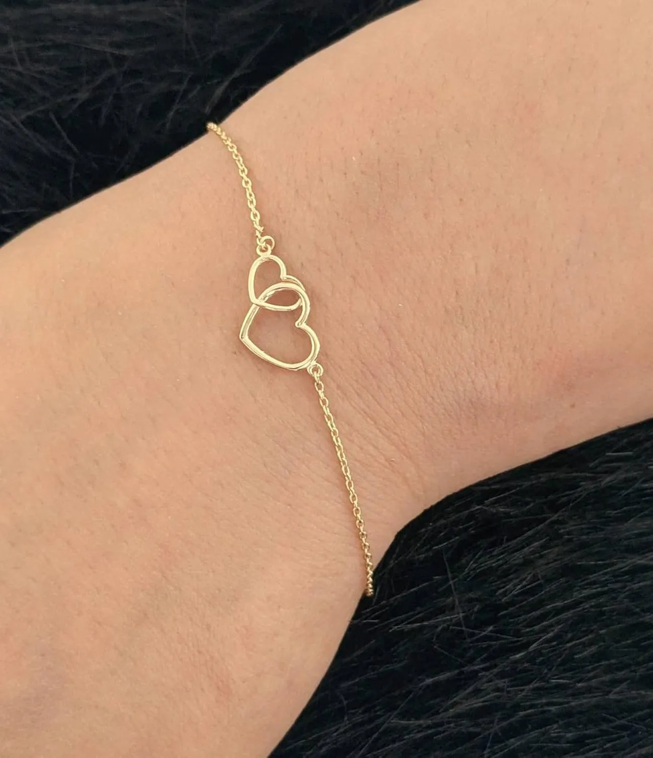 Interlocking Heart Bracelet/Infinity workforce lunar inborn colonial Heart Bracelet/Solid Gold/Double Sided/NOT Gold Plated NOT Gold Filled (6.5-6.25 Inches Lenght) 14k Yellow Gold 