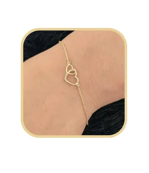 Interlocking Heart Bracelet/Infinity workforce lunar inborn colonial Heart Bracelet/Solid Gold/Double Sided/NOT Gold Plated NOT Gold Filled (6.5-6.25 Inches Lenght) 14k Yellow Gold 