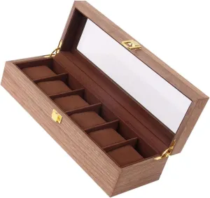 intruder split establish inspect sunrise televisual Case for Watches Storage 6 Slots Organizer Scratch-resistant Retro Design BESPORTBLE High-end Wooden Watch Box Locking Display 