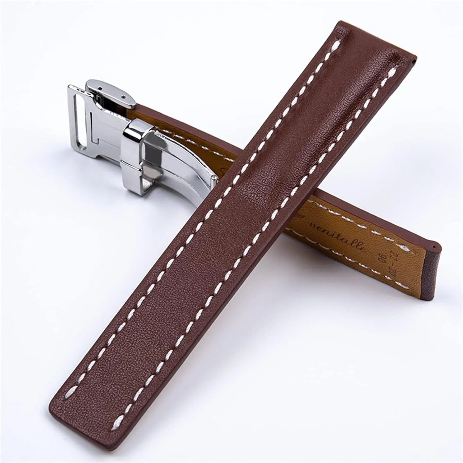 Italy Genuine Leather Watch band Premier B01 Colt Chronograph Avenger Aviator 8 decipher reckless 316L Buckle, Blk Bamboo 22/24 mm Fit for Breitling Strap 