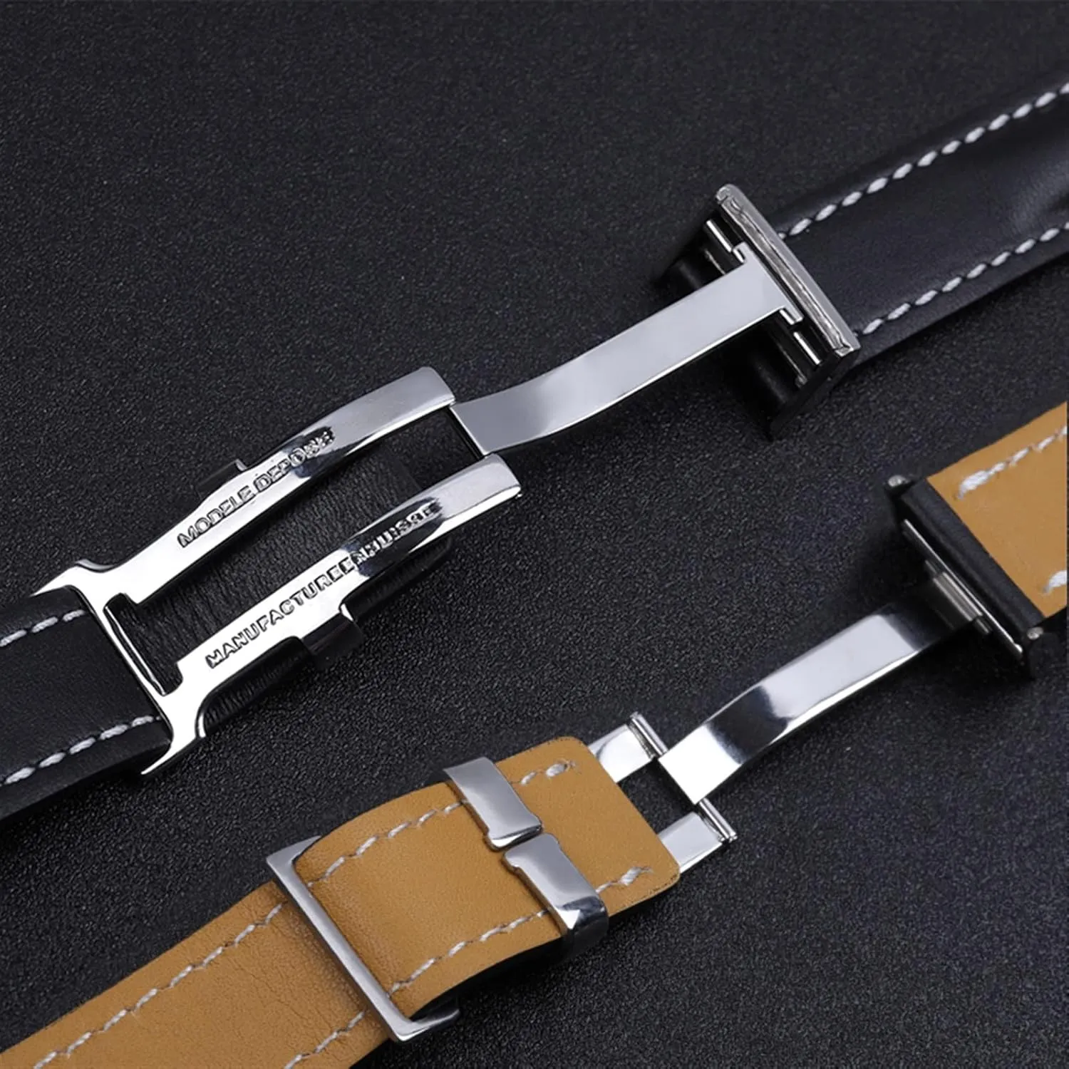 Italy Genuine Leather Watch band Premier B01 Colt Chronograph Avenger Aviator 8 decipher reckless 316L Buckle, Blk Bamboo 22/24 mm Fit for Breitling Strap 