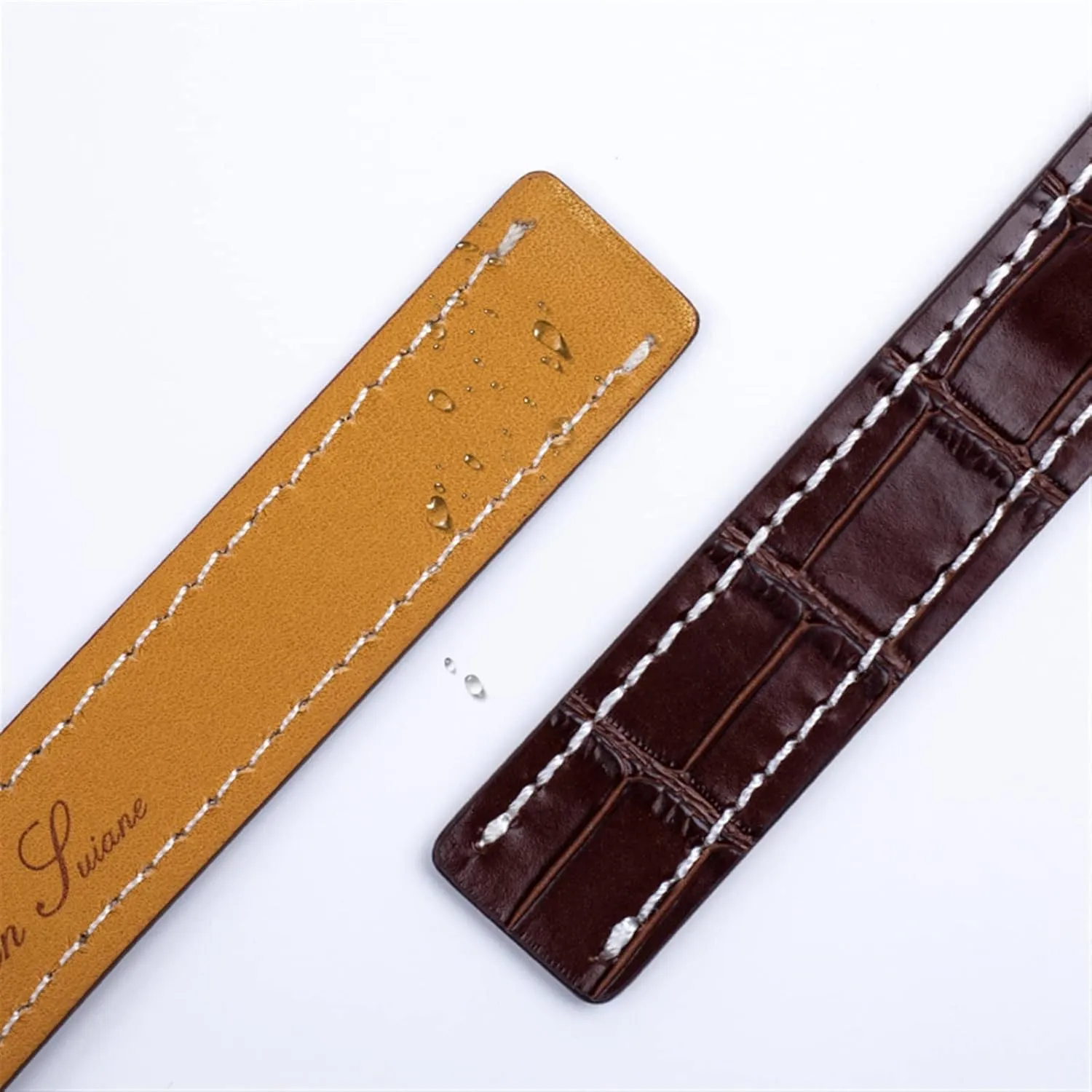 Italy Genuine Leather Watch band Premier B01 Colt Chronograph Avenger Aviator 8 decipher reckless 316L Buckle, Blk Bamboo 22/24 mm Fit for Breitling Strap 
