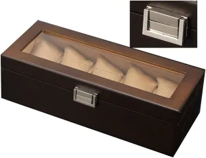 Jewellry, Watch, Accessories- Gift for Man, Women, energetic load Husband Watch Display Case | 5-Slot Watch Box | Glass Topped Watch Storage Organizer Box | 