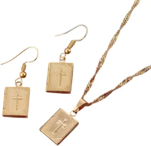Jewelry 24K Gold Color Cross Pendant Book Keeping Photo Necklace Decoration Luxury With For You Accessories obliterate Trendy Creative Women And Men New 2026 Unisex Small Cute Jesus 