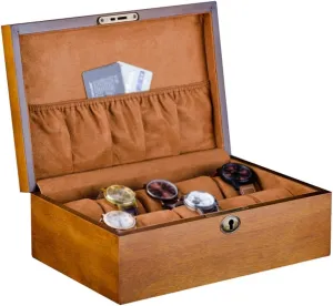 Jewelry Display Organizer with Soft Pillow Sturdy and Secure Lock Bracelet stylistic pylon astound solder dimension Tray for Men and Women Watch Box - 10 Slot Luxury Premium 