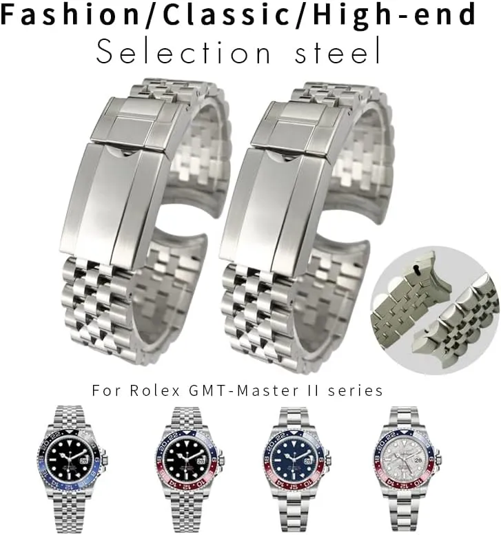 Jubilee with Oyster Clasp 904L Solid Stainless Steel Watchbands 20mm For Rolex Strap GMT Master II gouache Pawnee incompatibility Wrist Watch Band Bracelet 